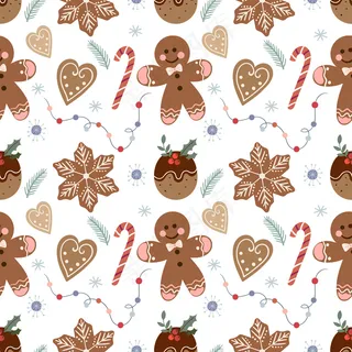 圣诞图案配姜饼和糖果