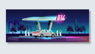 现代电动汽车在车库发电站充电