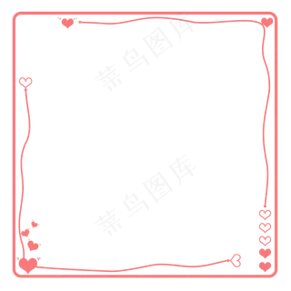 七夕节单色心形装饰边框粉色PS