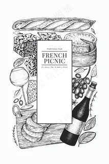 法国食品插图设计模板。