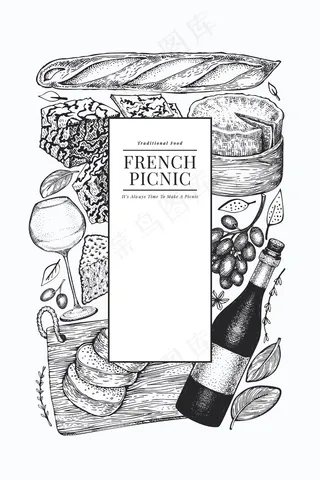 法国食品插图设计模板。
