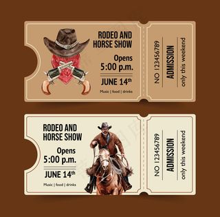 有马、有人、有绳子的牛仔票