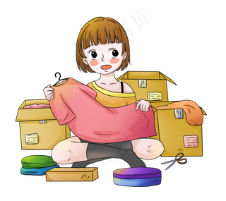 双十一电商促销人物收快递