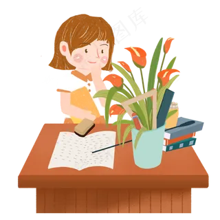 教师节收到鲜花女老师png素材