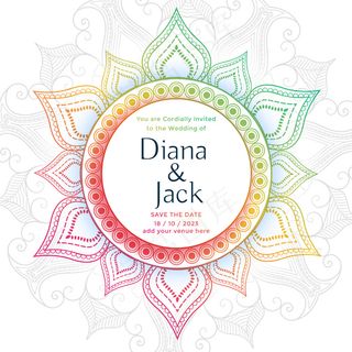 装饰曼荼罗婚卡设计模板