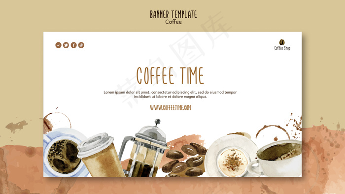 横幅banner模板的咖啡主题