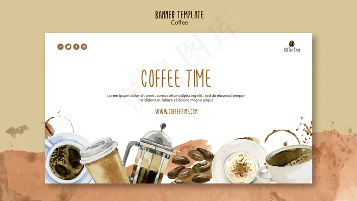 横幅banner模板的咖啡主题psd模版下载