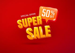 超级销售横幅banner。销售3d排版。广告文字。矢量