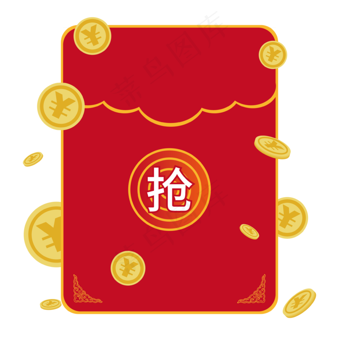抢红包云纹金边红包(3543*3543px 300 dpi )ai矢量模版下载