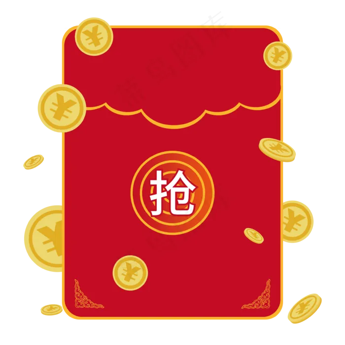抢红包云纹金边红包(3543*3543px 300 dpi )ai矢量模版下载