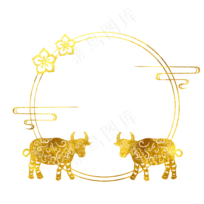 金色牛年边框(1500X1500(DPI:300))psd模版下载