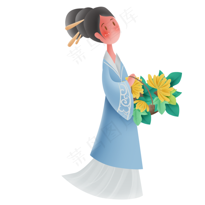 古风采菊的古代少女