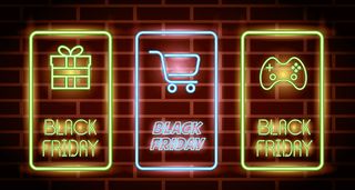 黑色星期五霓虹灯图标标签