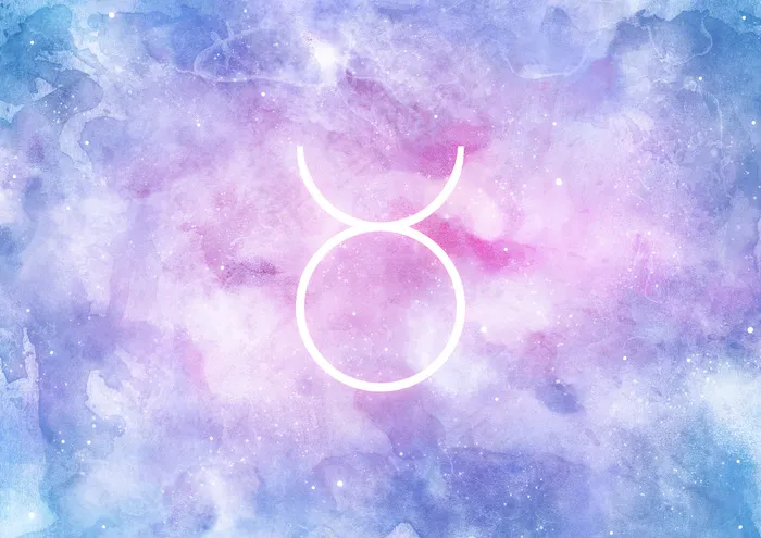 水彩背景与金牛座星座