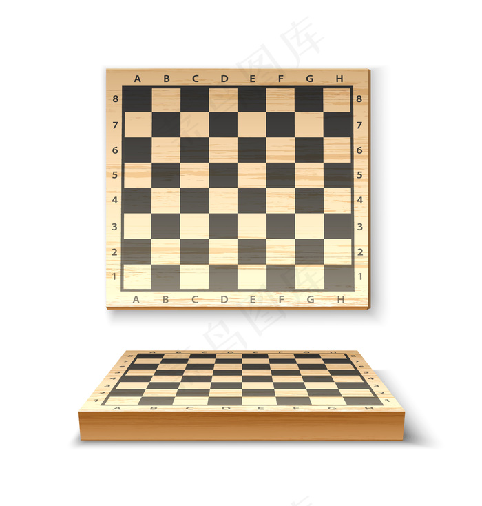 用于国际象棋游戏的逼真木制棋盘eps,ai矢量模版下载