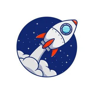 飞过夜圈的火箭矢量图解设计