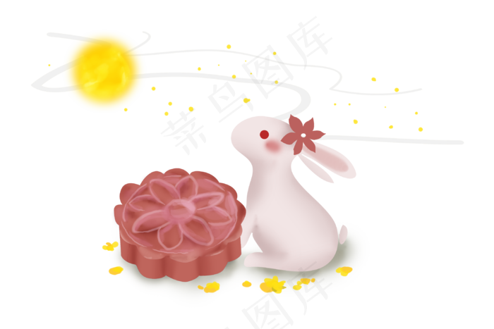 中秋节兔子和月饼(3144X2096(DPI:300))psd模版下载
