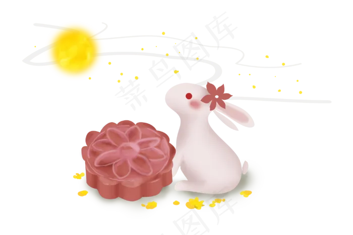 中秋节兔子和月饼(3144X2096(DPI:300))psd模版下载