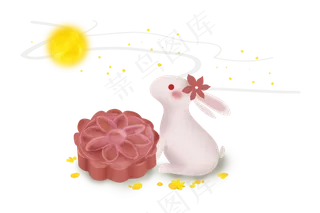 中秋节兔子和月饼