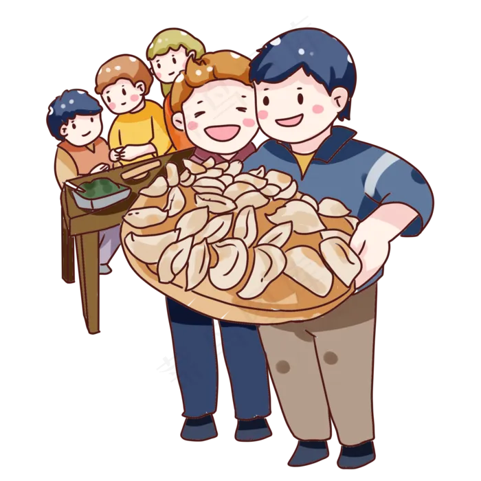 手绘卡通立冬吃饺子(2000X2000(DPI:300))psd模版下载