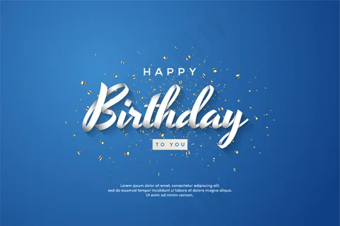 生日快乐背景，蓝色背景上有3d白色文字。