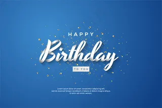 生日快乐背景，蓝色背景上有3d白色文字。