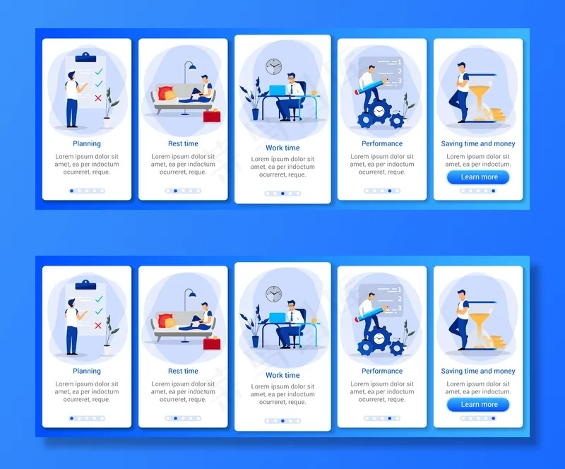 时间管理车载手机app移动应用程序app屏幕模板。eps,ai矢量模版下载