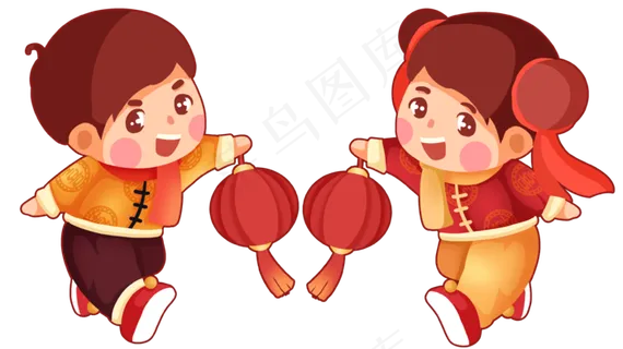 新年新春元旦奔跑童男童女 新年新春元旦奔跑童男童女