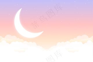 梦幻童话月亮星星云彩美丽的背景