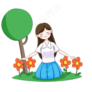 教师节主题长发老师人物卡通图