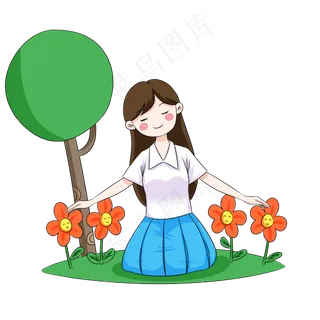 教师节主题长发老师人物卡通图