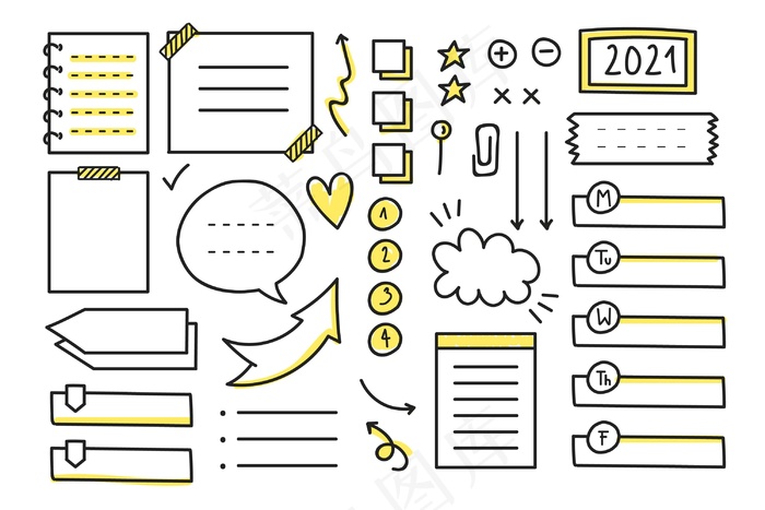 手绘项目符号轴颈元件