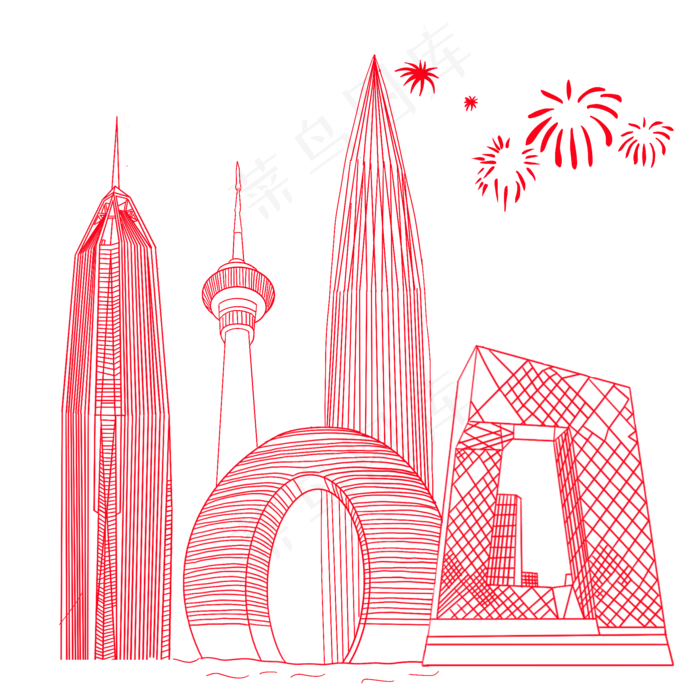 国庆氛围地标建筑群