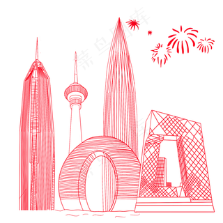 国庆氛围地标建筑群