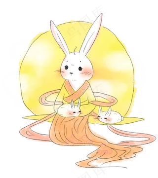中秋节大月亮与兔子PNG