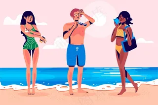 不同的人拥有晒伤系列