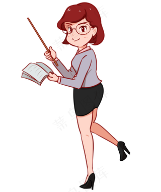 手绘教师节美女教师讲课