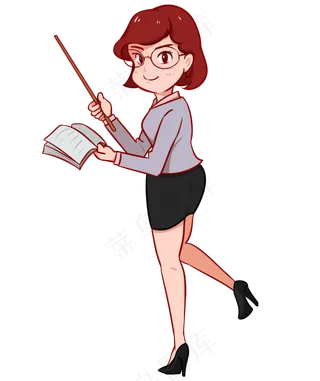 手绘教师节美女教师讲课