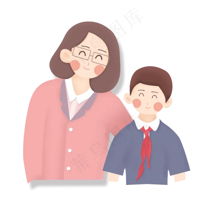 开心的老师和男孩卡通远元素(2000X2000(DPI:72))psd模版下载