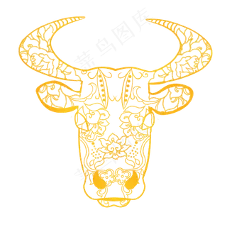 金色牛年新年图腾牛头