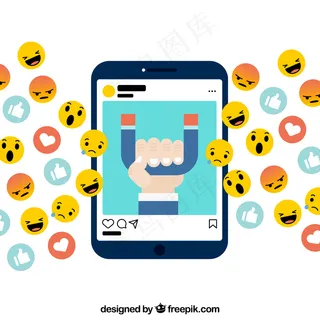 Facebook影响者背景，带有决定性符号和表情符号