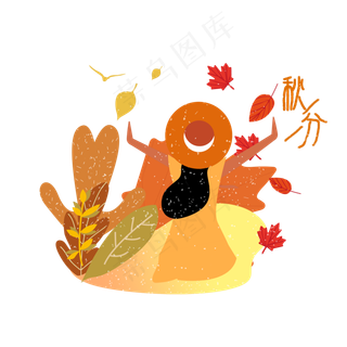 秋分手绘传统节气时尚枫叶植物