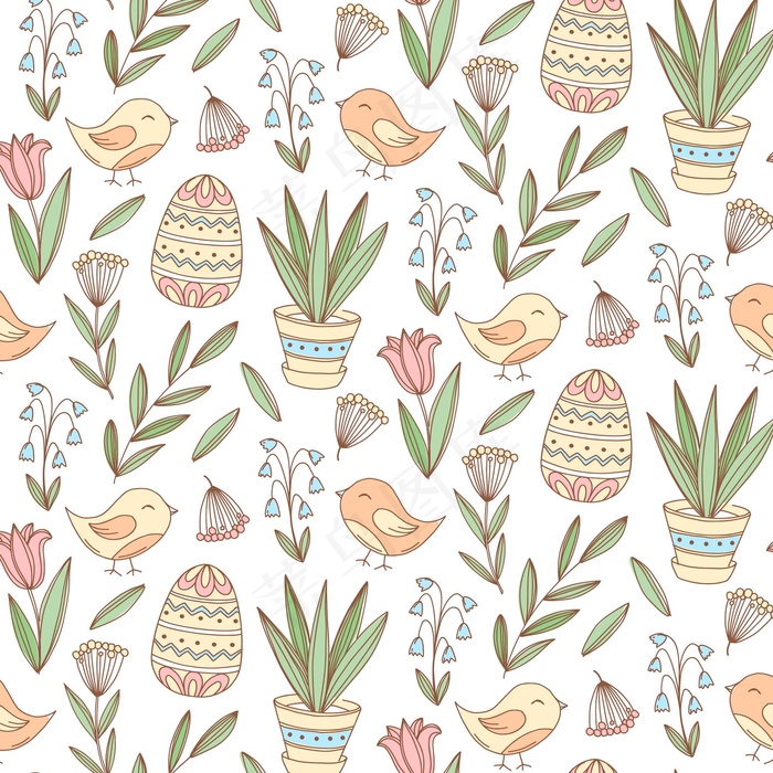 手绘彩色复活节图案