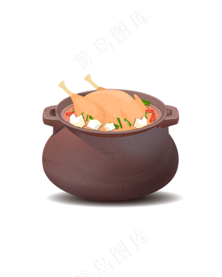 矢量手绘卡通炖鸡,免抠元素