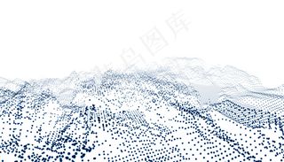 白色背景下的粒子连接波