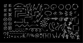 略图箭头和符号粉笔样式集