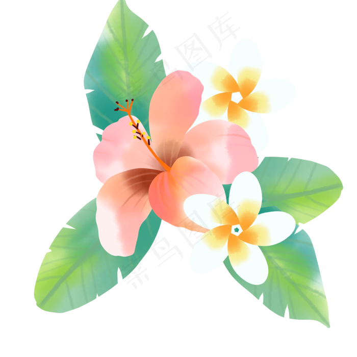 秋天水彩花草(2000X2000(DPI:300))psd模版下载