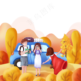 秋日秋季自驾旅行拍照金黄红叶P