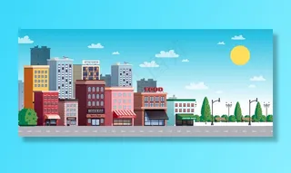 城市街道夏季插画