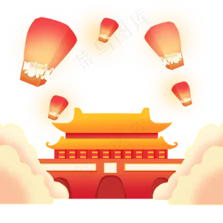 兔子坐着孔明灯